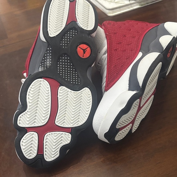Jordan Kids Red and Gray High-Top Sneakers - Picture 4 of 11